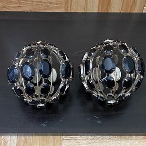 2 pcs Black Rhinestones Caged Ornate Christmas Tree Ornament